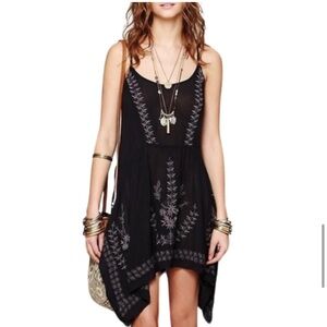 ON HOLD Free People Meadows of Medallion Slip Dress XS Washed Black Grey Swing